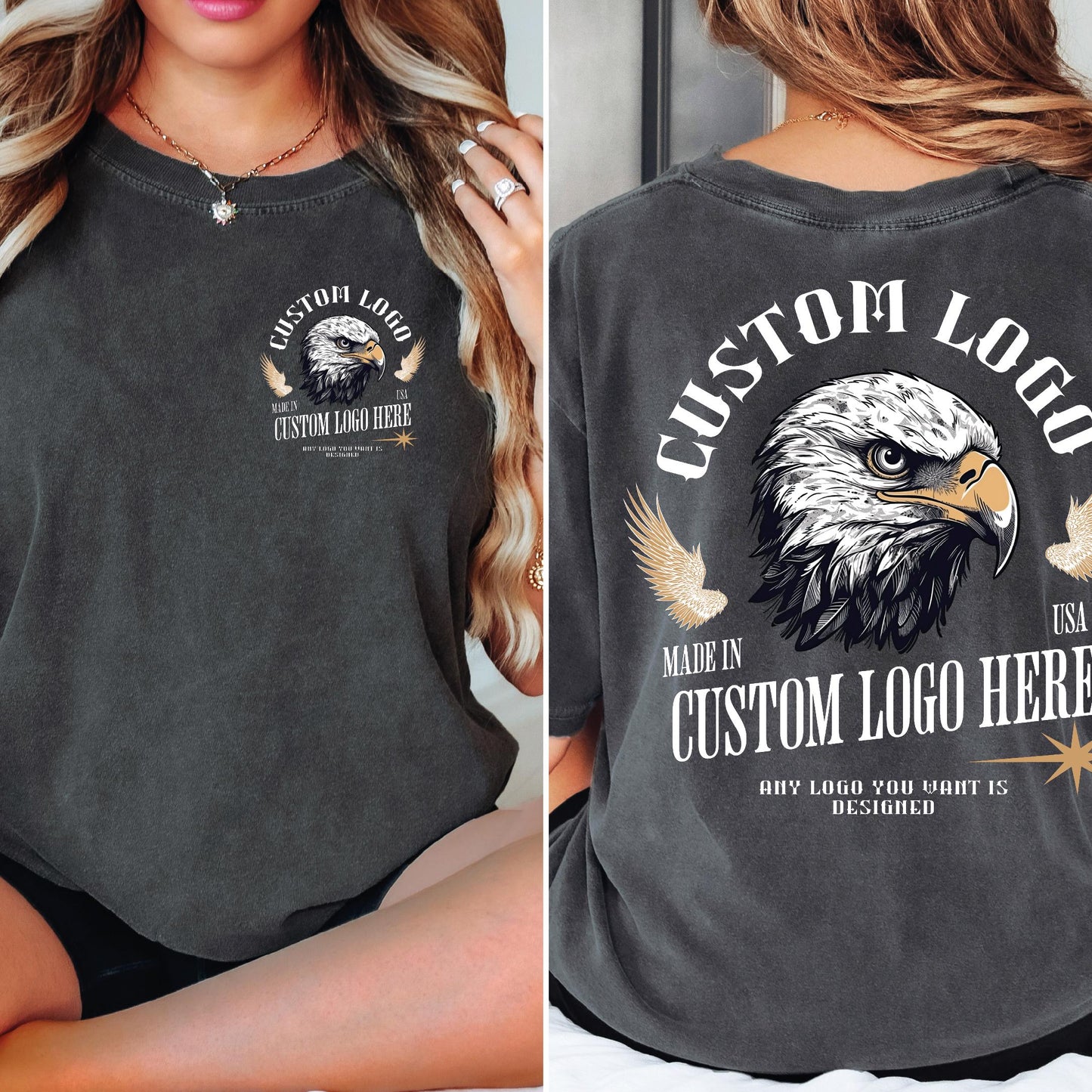 Custom Logo Comfort Colors Design Shirt, Bella Canvas Custom Logo Front and Back Shirt, Personalized Logo T-Shirt, Custom Brand Shirt