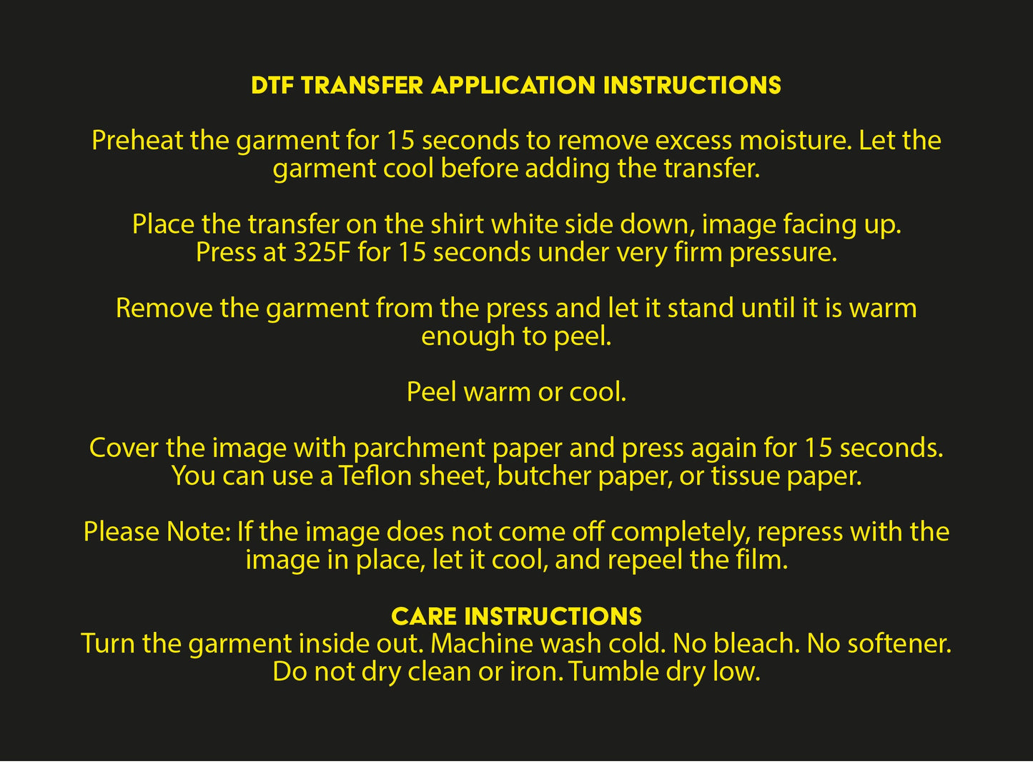 DTF Transfers Size by Size