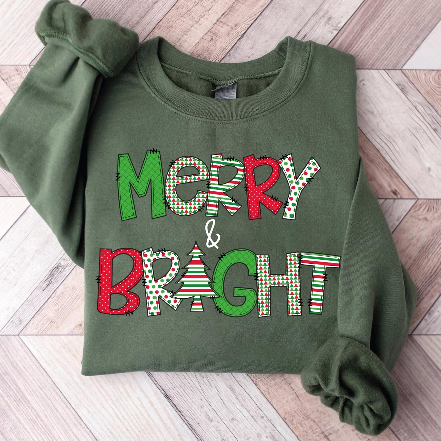 Merry and Bright Christmas Sweatshirt, Cute Christmas Tees, Christmas Shirt, Christmas T-Shirt, Christmas Tees for Women