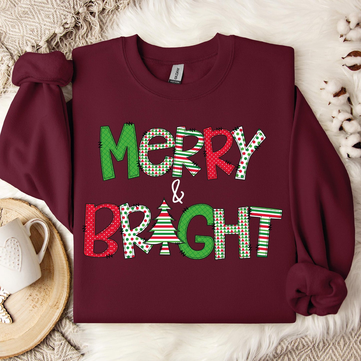 Merry and Bright Christmas Sweatshirt, Cute Christmas Tees, Christmas Shirt, Christmas T-Shirt, Christmas Tees for Women