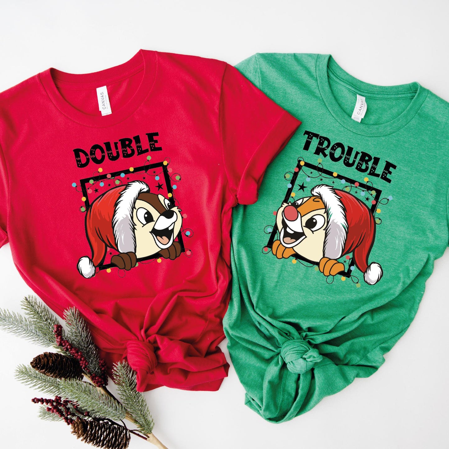 Chip and Dale Double Trouble Disney Christmas Shirt, Christmas Disney Family Vacation T-shirt, Chipmunks Gifts, Christmas Tree Farm