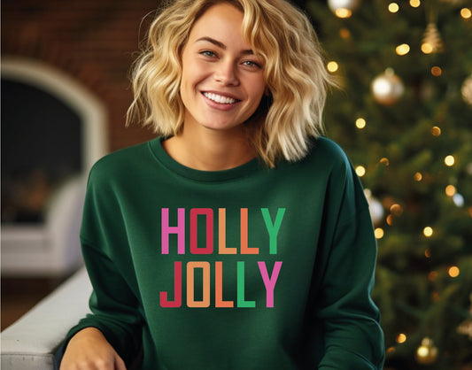 Holly Jolly Christmas Sweatshirt, Cute Christmas Tees, Christmas Shirt, Christmas T-Shirt, Christmas Tees for Women, Chritmas Gift