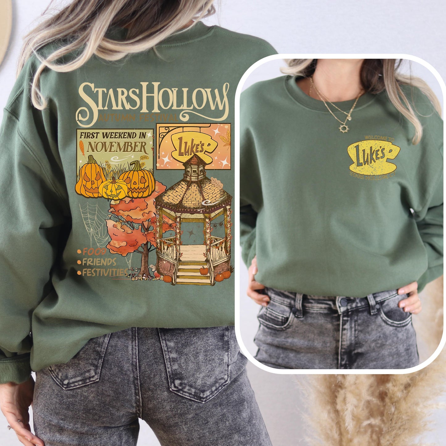 Two-Sided Stars Hallow Lukes Sweatshirt Shirt Hoodies Adult