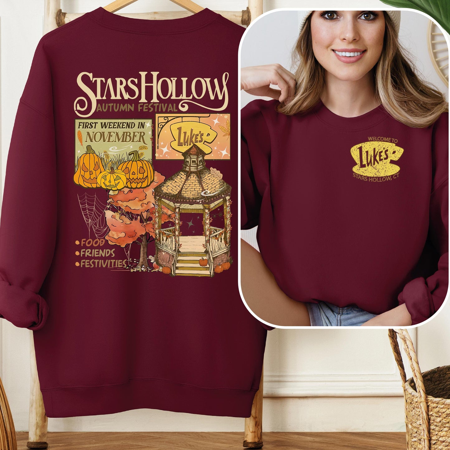 Two-Sided Stars Hallow Lukes Sweatshirt Shirt Hoodies Adult