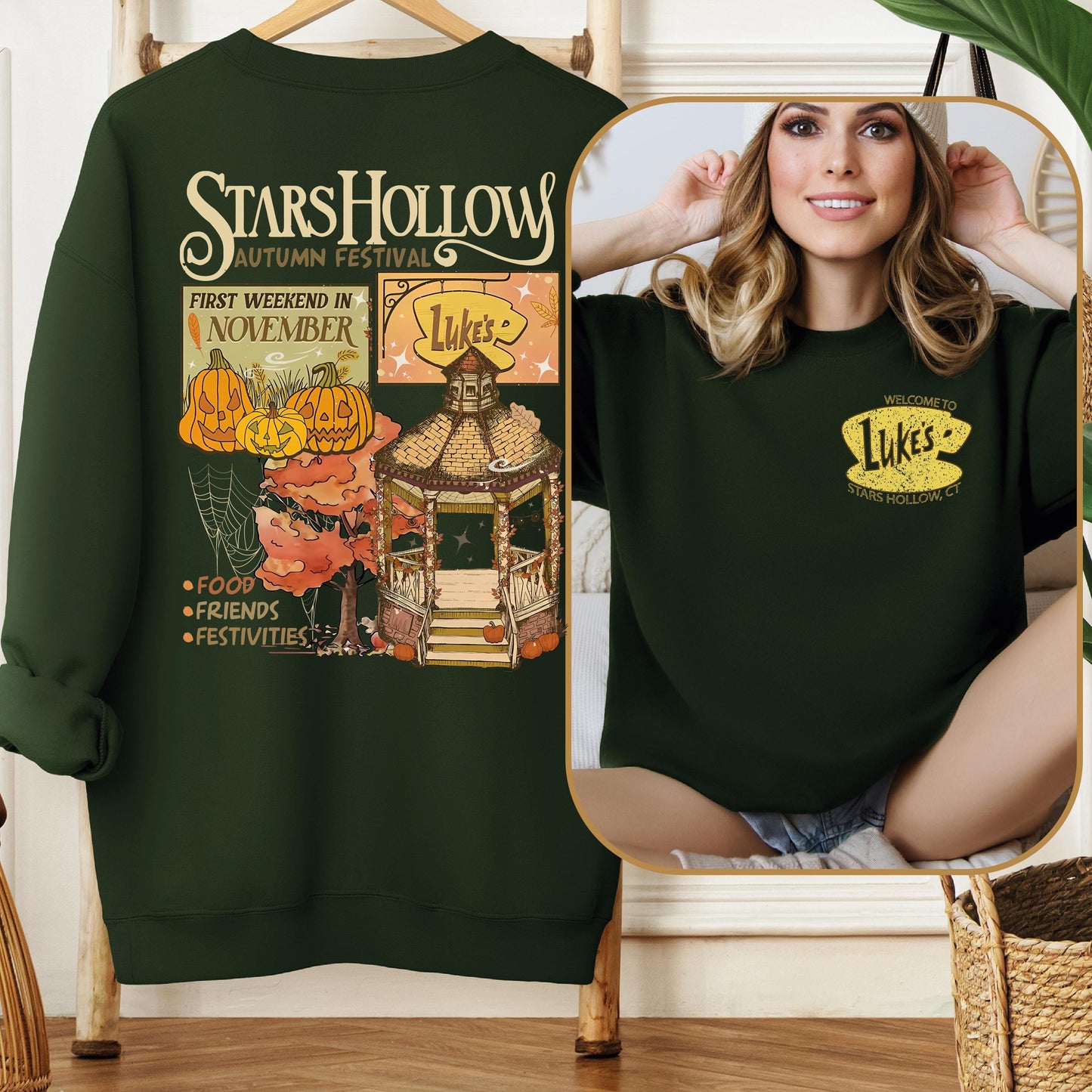 Two-Sided Stars Hallow Lukes Sweatshirt Shirt Hoodies Adult