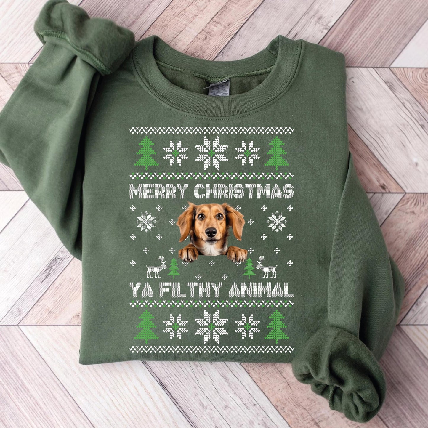 Custom Ya Filty Animal Christmas Sweatshirt, Personalized Cute Christmas Tees, Christmas Shirt, Christmas T-Shirt, Christmas Tees for Women