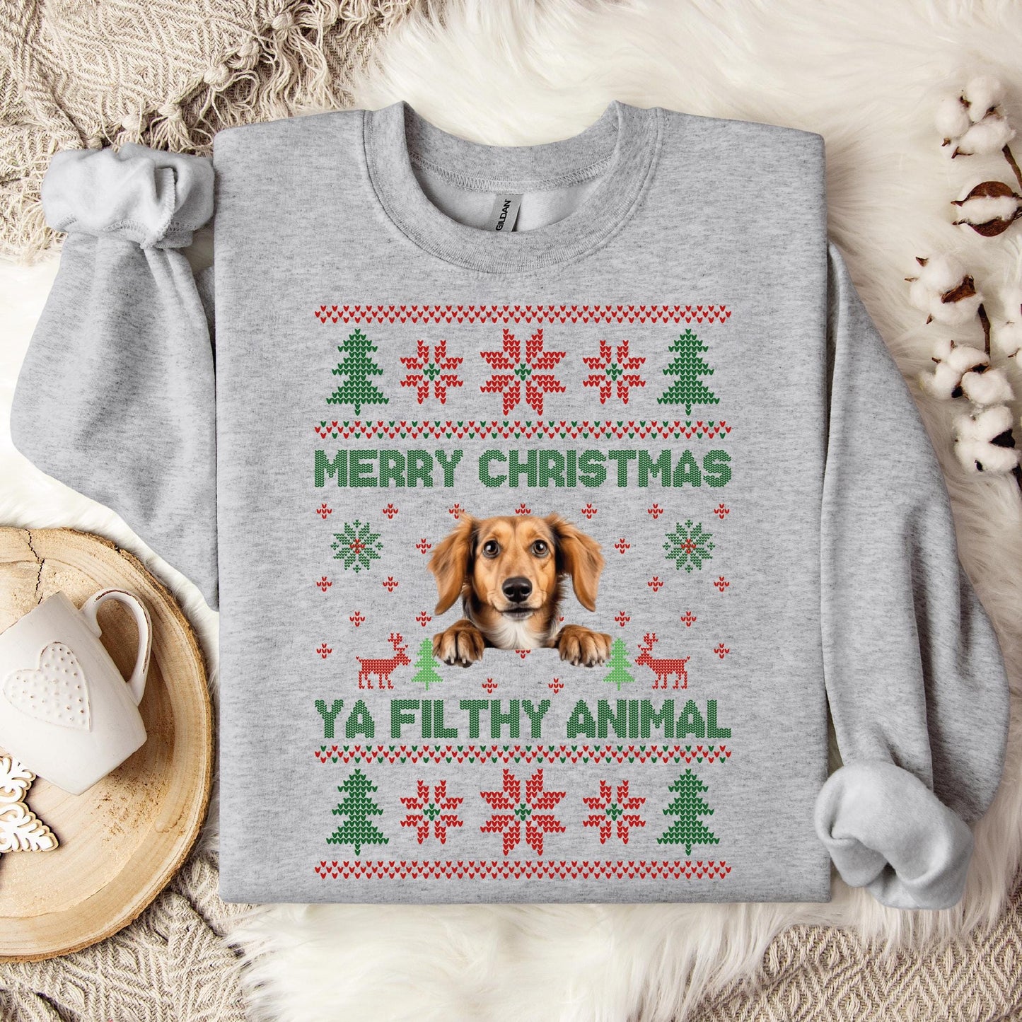Custom Ya Filty Animal Christmas Sweatshirt, Personalized Cute Christmas Tees, Christmas Shirt, Christmas T-Shirt, Christmas Tees for Women