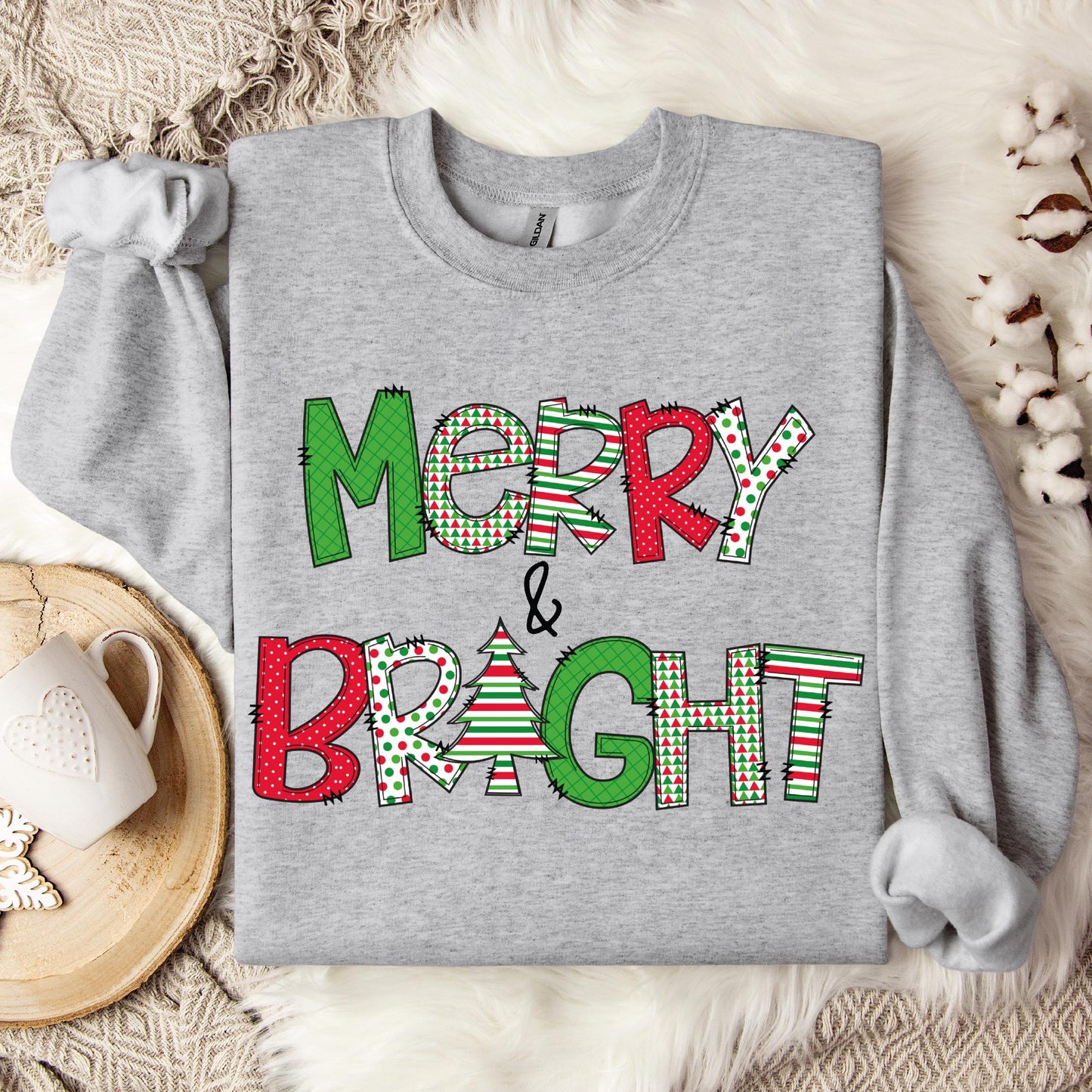 Merry and Bright Christmas Sweatshirt, Cute Christmas Tees, Christmas Shirt, Christmas T-Shirt, Christmas Tees for Women