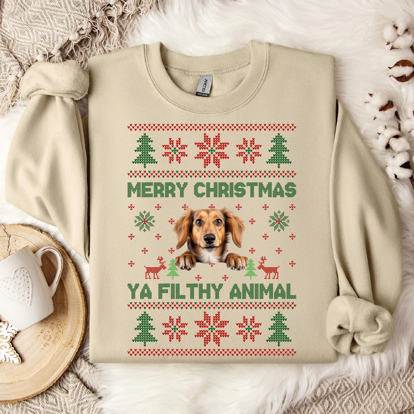 Custom Ya Filty Animal Christmas Sweatshirt, Personalized Cute Christmas Tees, Christmas Shirt, Christmas T-Shirt, Christmas Tees for Women