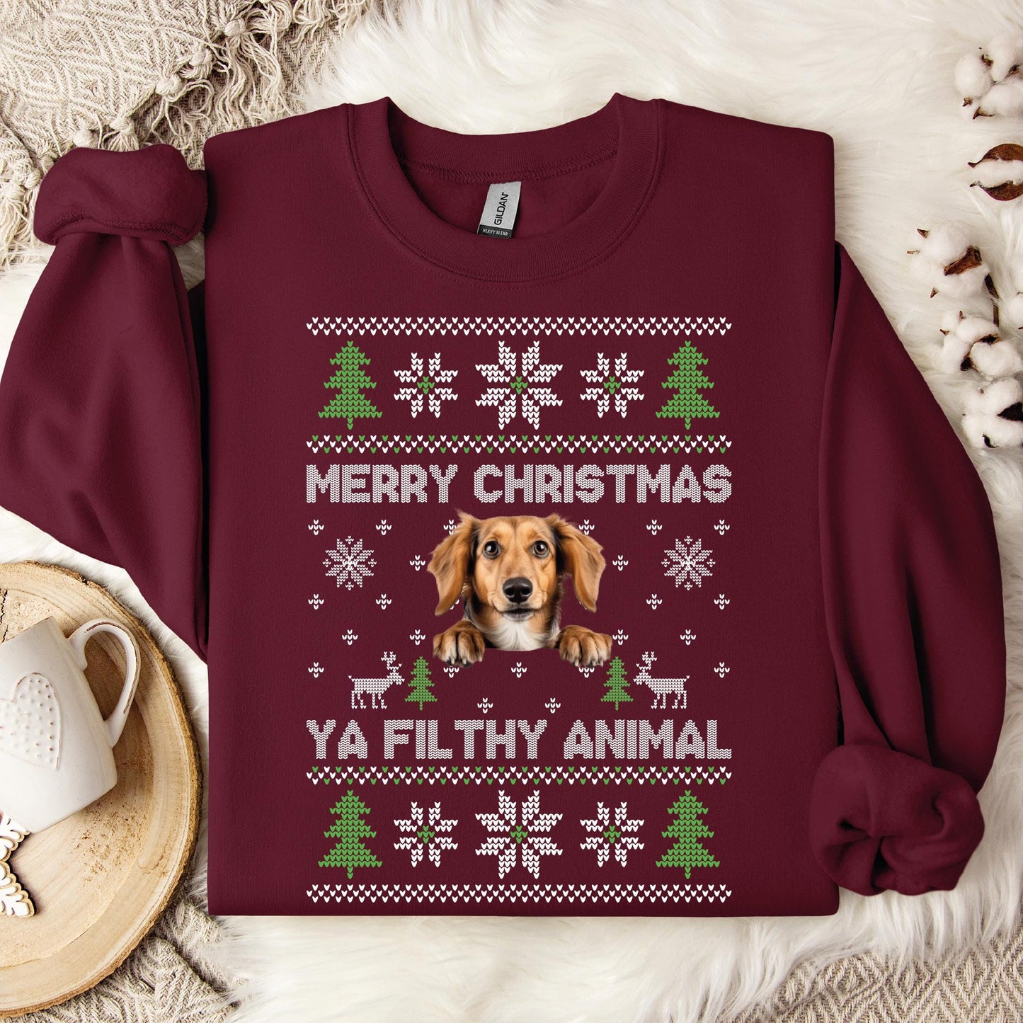 Custom Ya Filty Animal Christmas Sweatshirt, Personalized Cute Christmas Tees, Christmas Shirt, Christmas T-Shirt, Christmas Tees for Women