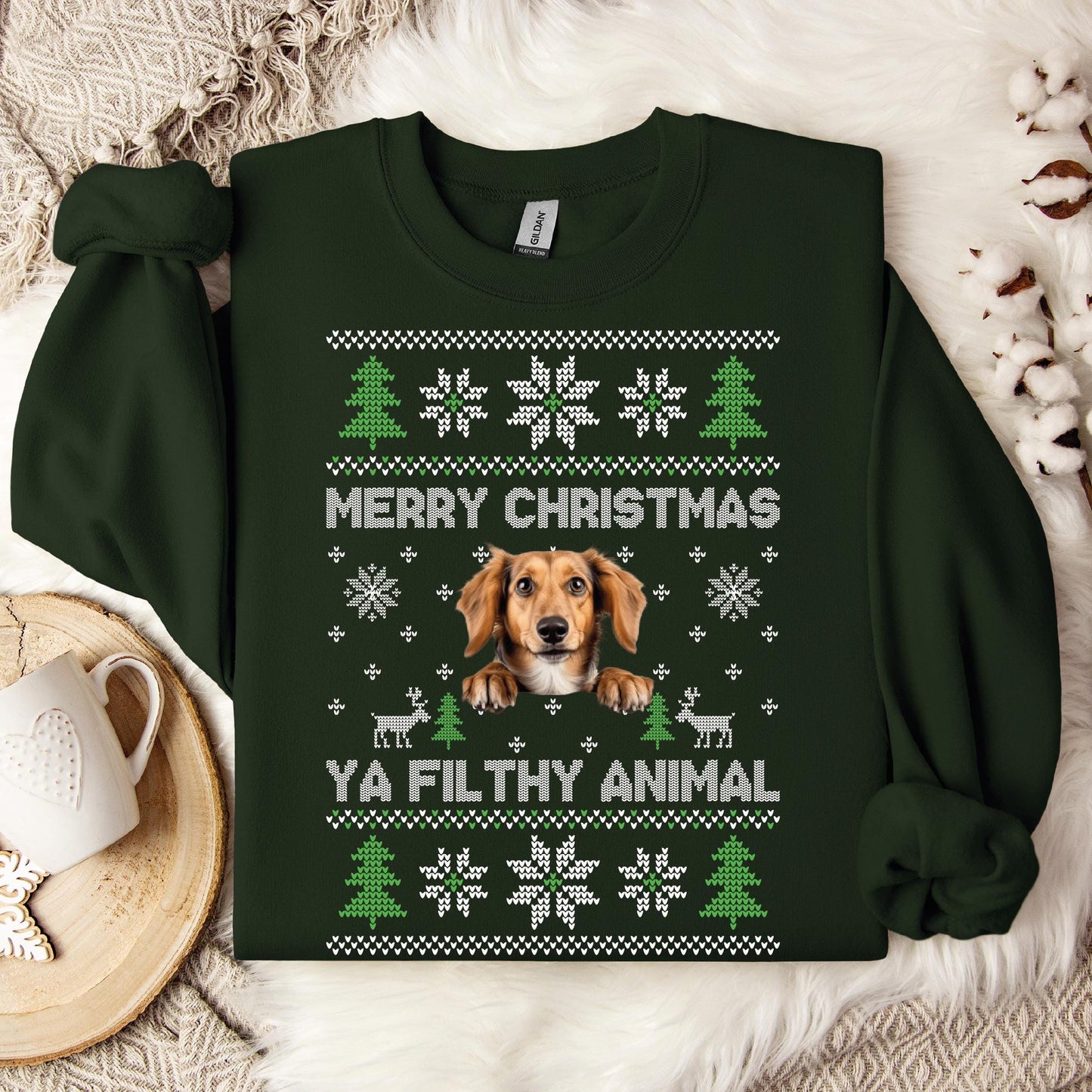 Custom Ya Filty Animal Christmas Sweatshirt, Personalized Cute Christmas Tees, Christmas Shirt, Christmas T-Shirt, Christmas Tees for Women