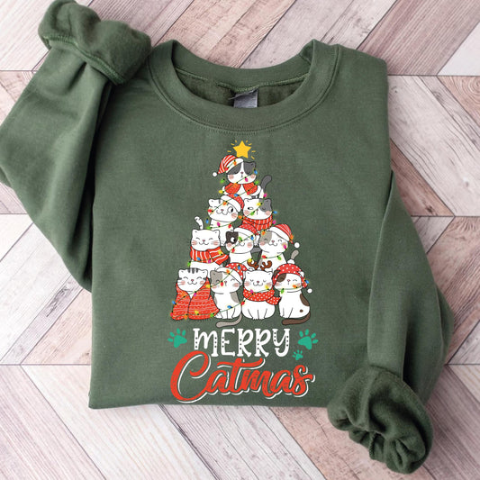 Cat Lover Christmas Sweatshirt and Hoodie, Comfort Colors T-Shirts, Cat Lover Gift