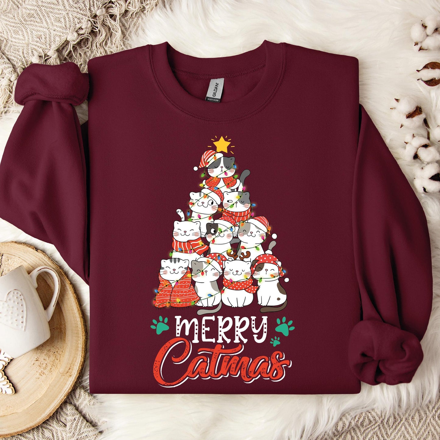 Cat Lover Christmas Sweatshirt and Hoodie, Comfort Colors T-Shirts, Cat Lover Gift