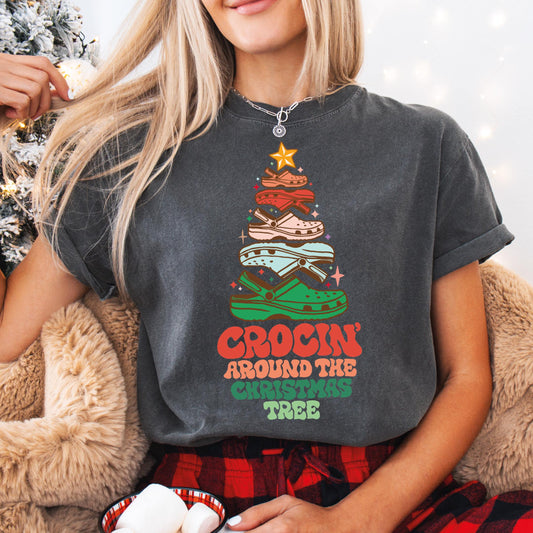 Crocin Around Funny Christmas Shirt, Comfort Colors Chirstmas Tee, Xmas Tree Sweatshirt