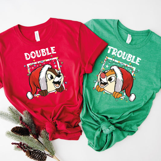 Chip and Dale Double Trouble Disney Christmas Shirt, Christmas Disney Family Vacation T-shirt, Chipmunks Gifts, Christmas Tree Farm